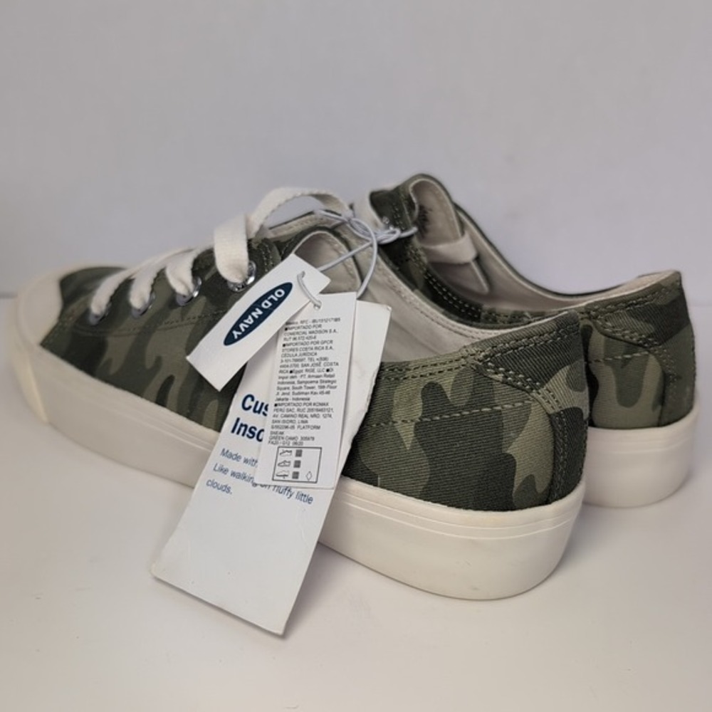 Old Navy Womens 7 Canvas Camouflage Olive Sneaker Shoes - NEW NWT - Picture 6 of 9